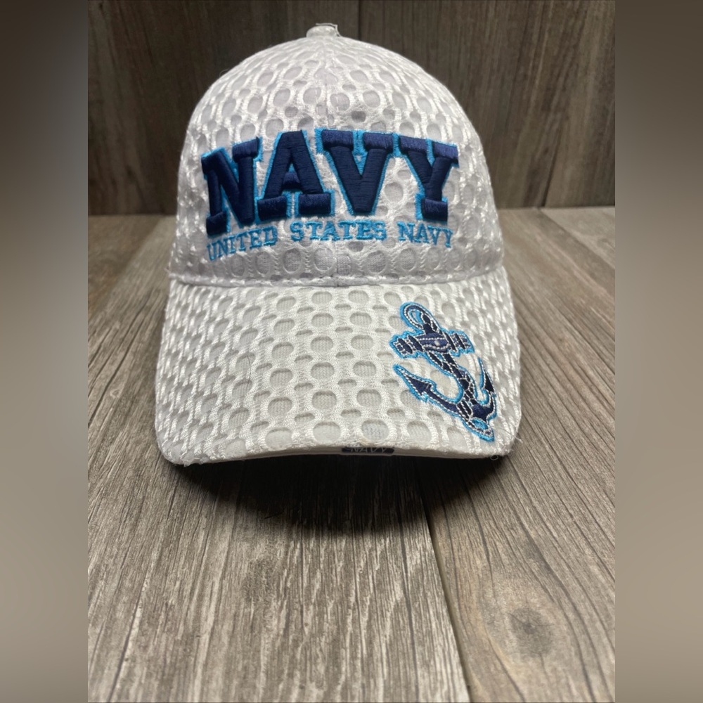 US Navy Cap Unisex White Blue Anchor Embroidery Adjustable Hat Military Patriot